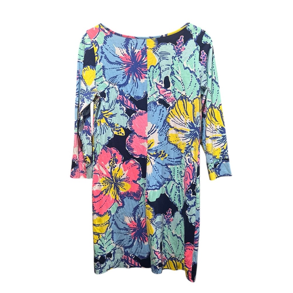Lilly Pulitzer Marlowe Dress Navy Big Flirt Hibiscus Floral Print Size Medium - Picture 11 of 13
